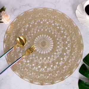 6pcs PVC Non-Woven Table Mats *Gold and Silver* - thumbnail 2