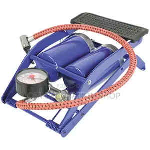 Double Barrel Foot Pump With Pressure Gauge