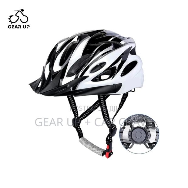 Black White Cycling Bicycle Helmet With Visor - main view