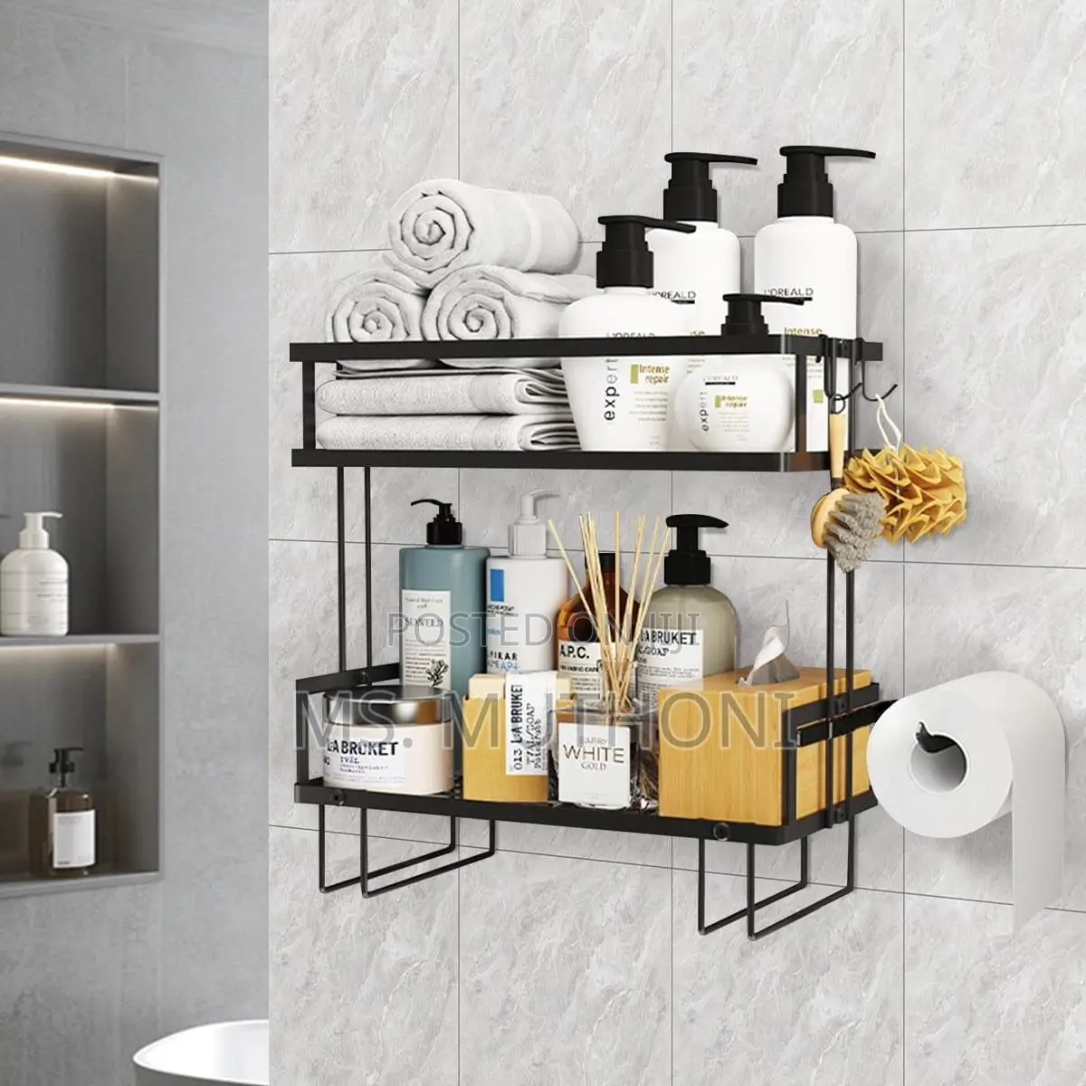 Double Layer Bathroom/ Toilet Racks With Tissue Holder*