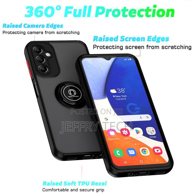 Galaxy A14 5G Case With Ring Holder Kickstand Matte Back Sof - thumbnail 2