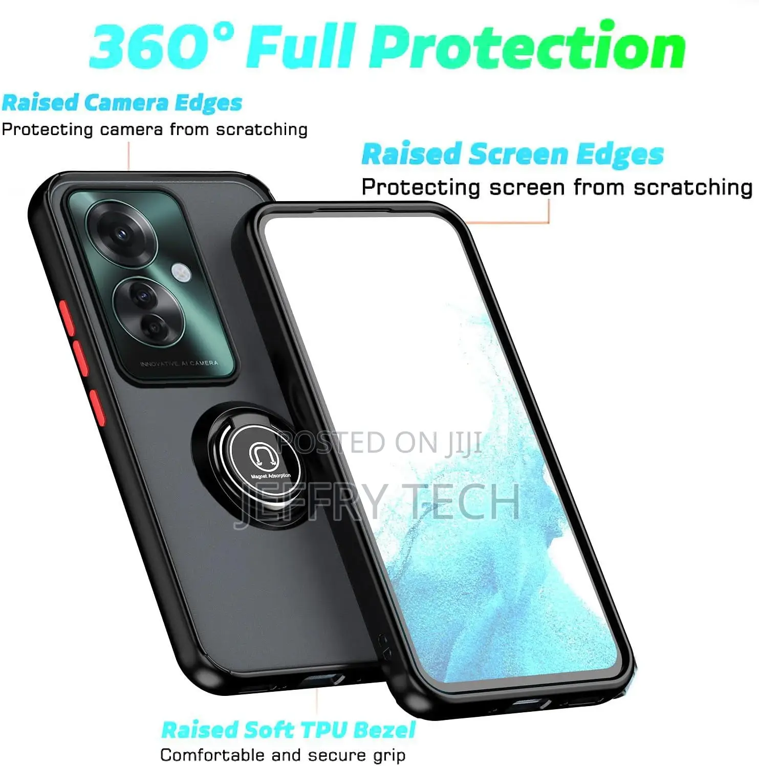 Oppo Reno11 F 5G / Reno 11F 5G Case With Ring Holder, PC +TP