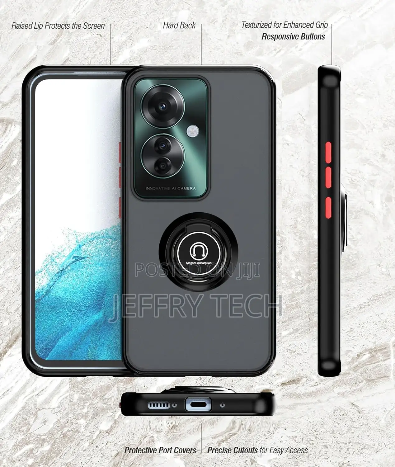 Oppo Reno11 F 5G / Reno 11F 5G Case With Ring Holder, PC +TP