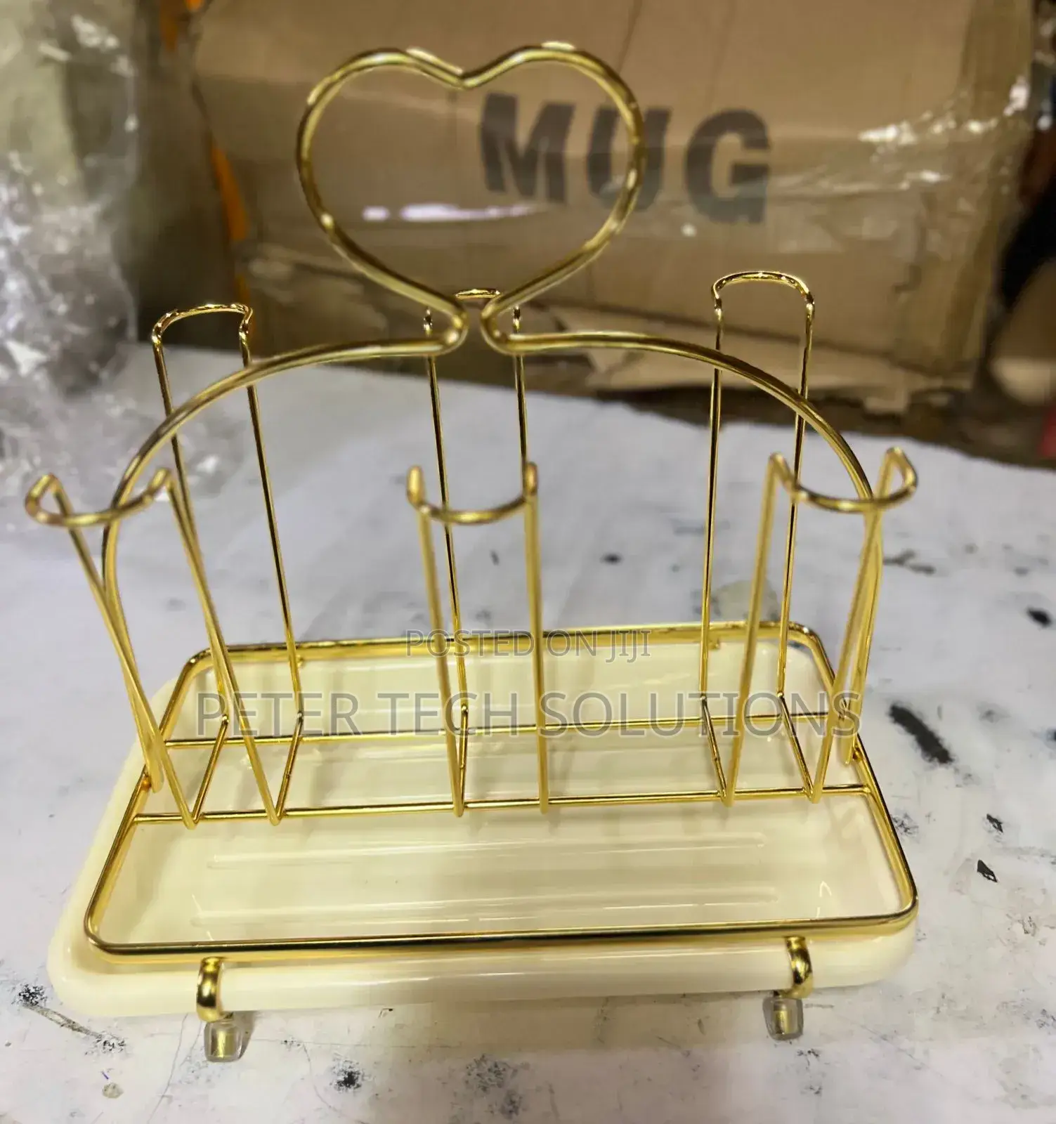 Golden Glass Holder Eith Tray Rec