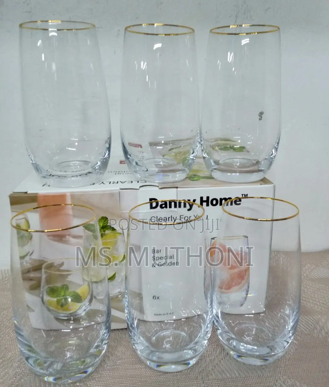 *410ml Stemless Glass / Tumbler With Gold Lining