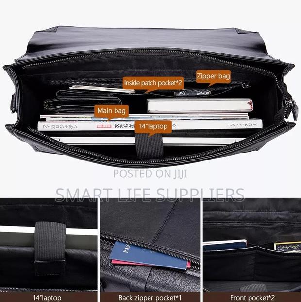 Natural Leather Business Office 14 Inch Laptop Briefcase - thumbnail 3