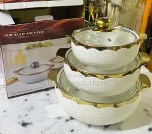 3 PCS Ceramic Soup Pot 3L ,2.5 and 1L