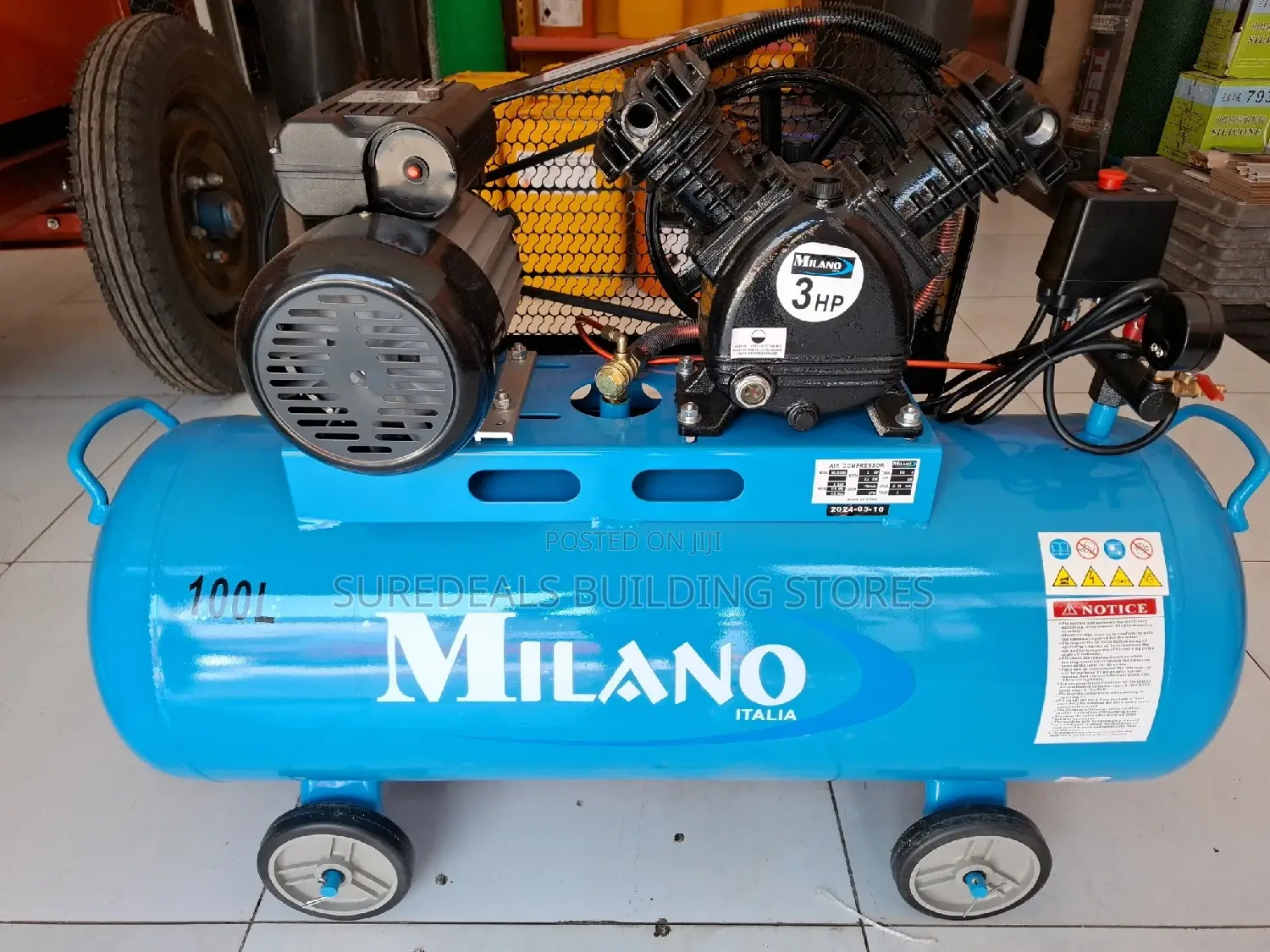Milano 100l Double Piston Petrol Air Compressor-3hp