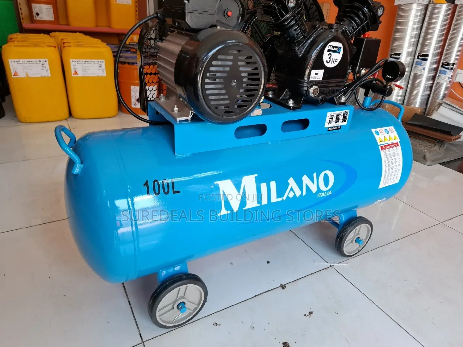 Milano 100l Double Piston Petrol Air Compressor-3hp