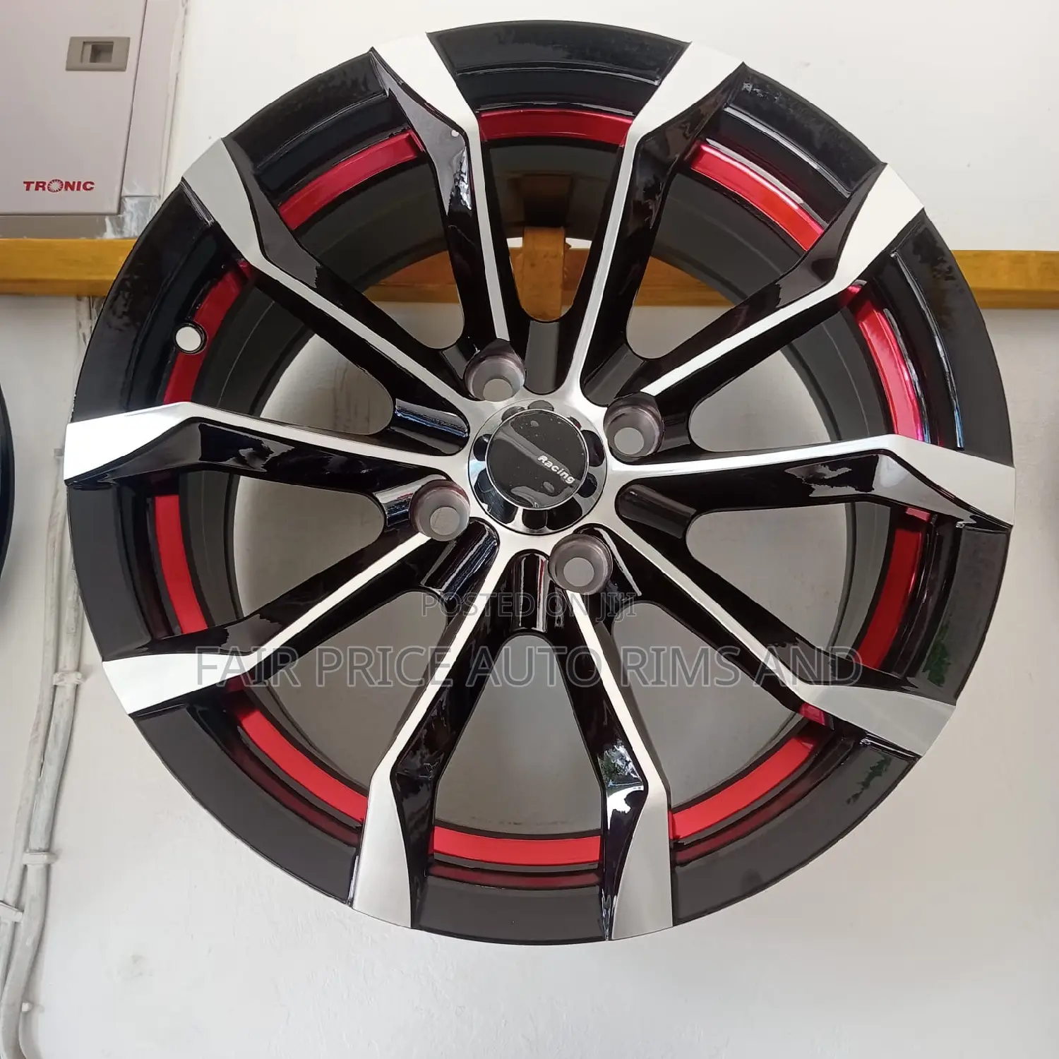Sports Rims 15/4/100 Black Red Line Like