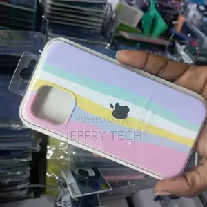 iPhone 12 Liquid Rainbow Silicone Case With Logo