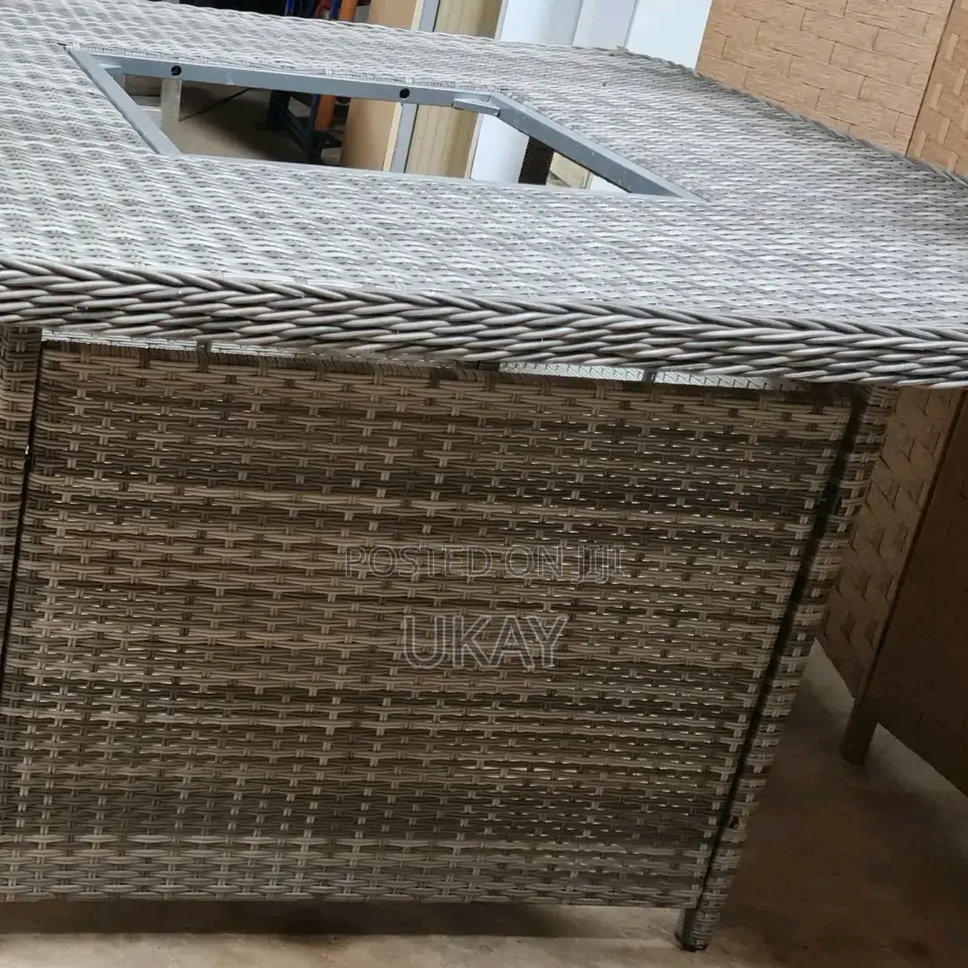 Rattan Square Outdoor Table Grey.