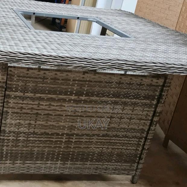 Rattan Square Outdoor Table Grey. - main view