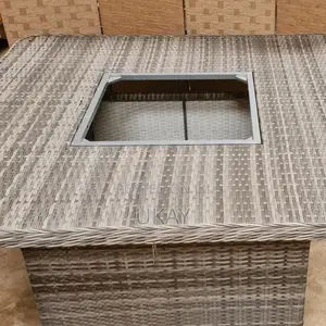 Rattan Square Outdoor Table Grey.