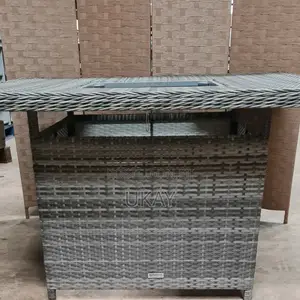 Rattan Square Outdoor Table Grey.
