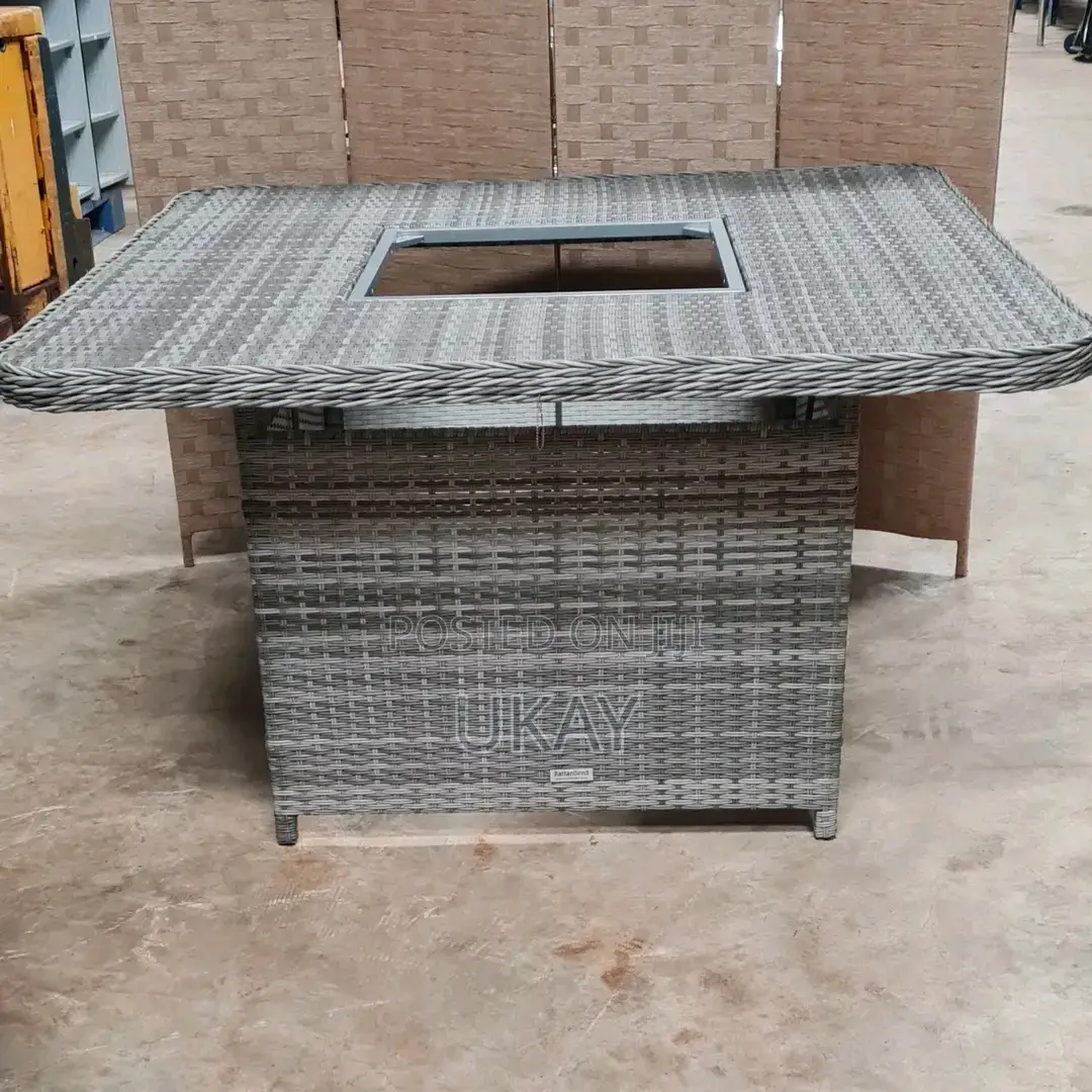 Rattan Square Outdoor Table Grey.