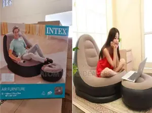 Inflatable Seat With Foot Rest and a Pump.