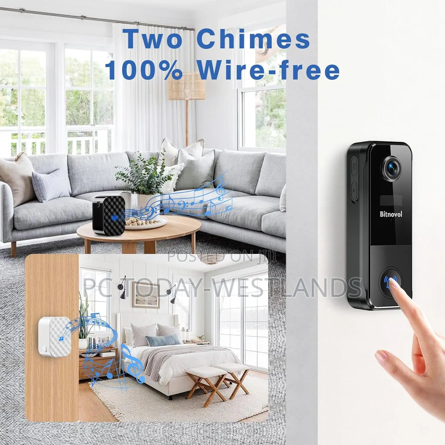 Smart Wireless Video Doorbell Camera- 2 Chimes Included 4mp