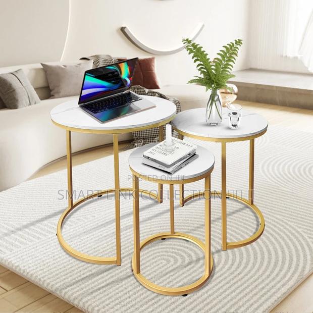 !! *Dfb 9 Glass Top Nesting Coffee Table Set(3pcs)* - main view