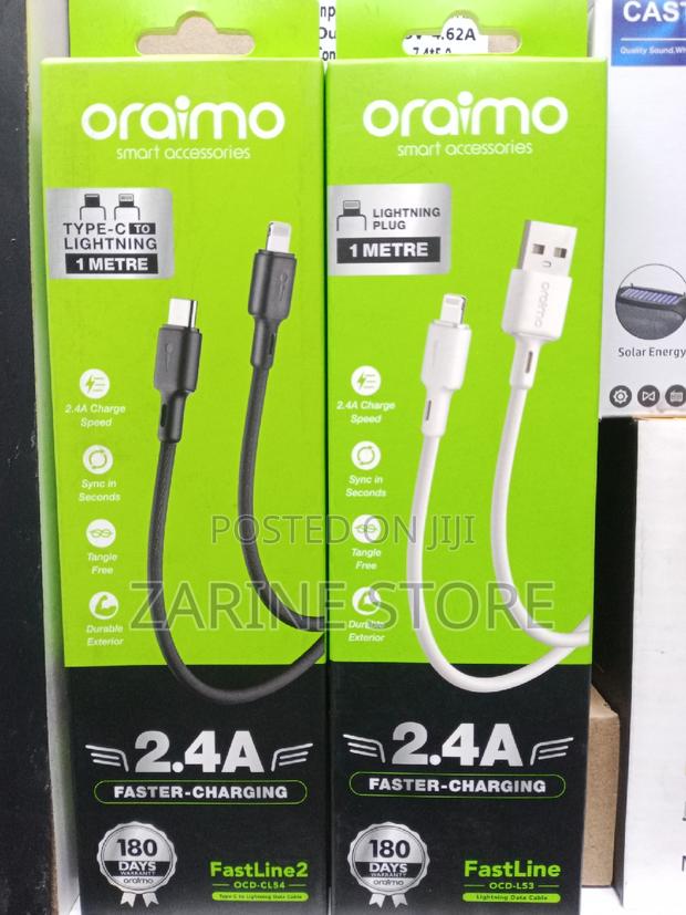 Oraimo Type C Lightening Cable Fast Charging 1metres Long - thumbnail 2