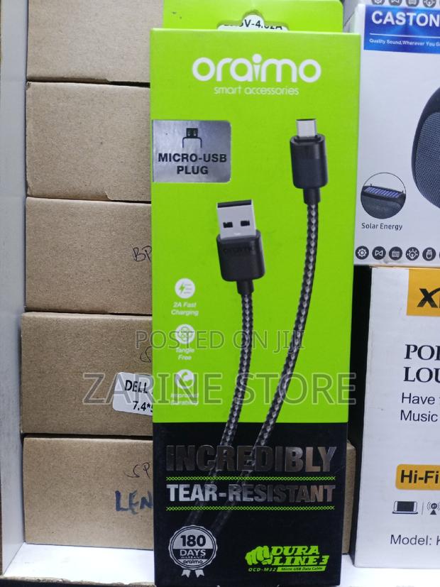 Oraimo Micro USB Cable Fast Charging 1metres Long - thumbnail 2