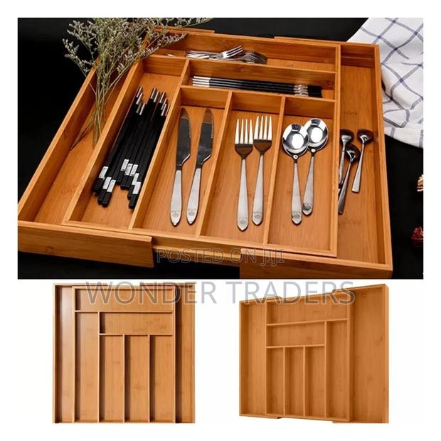 :Multifunctional Bamboo Drawer Organizer: - main view