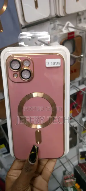 iPhone 15 Plus Magsafe Plating Case With Lens Film(Rose Red