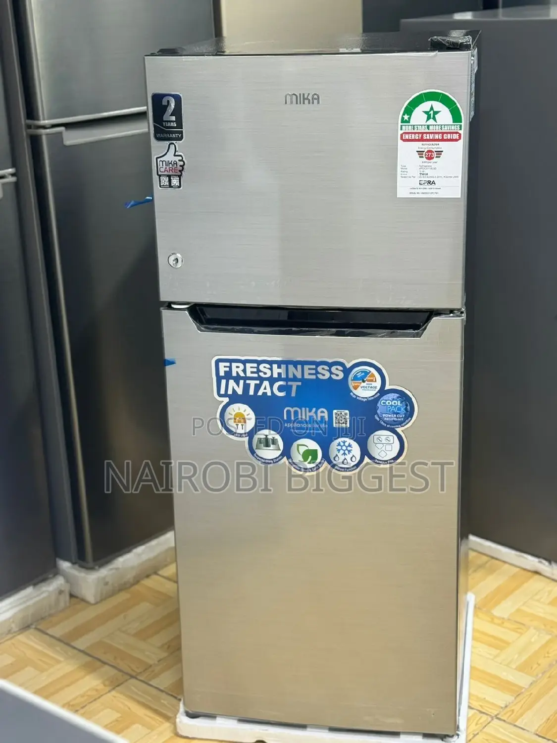 Mika 118l ,2 Door Top Mount Freezer Defrost Fridge