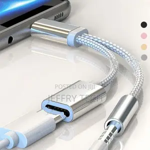 2 in 1 Type-C to 3.5mm Earphone Audio Jack Charging-Black