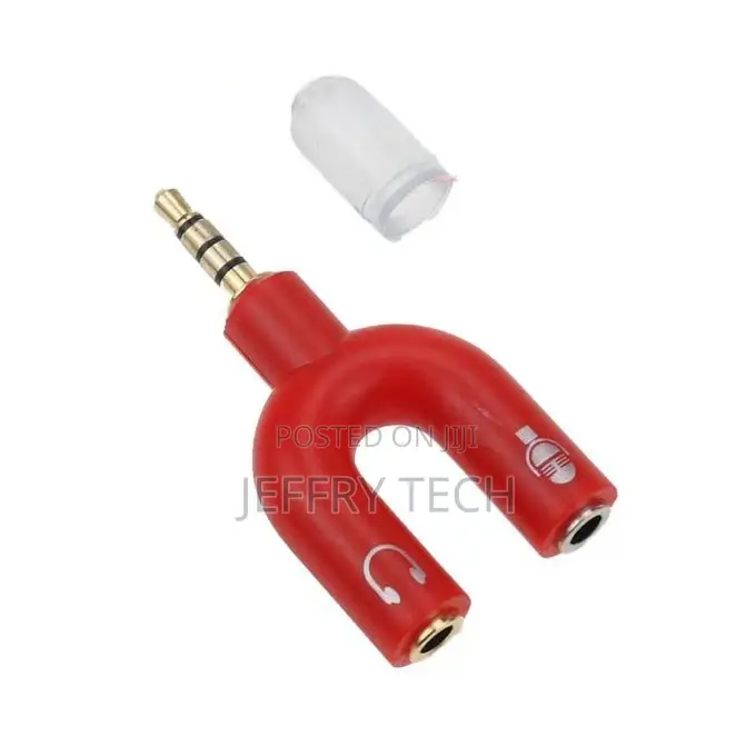 3.5mm Earphone Microphone Audio Splitter U Shape 1 to 2-Red