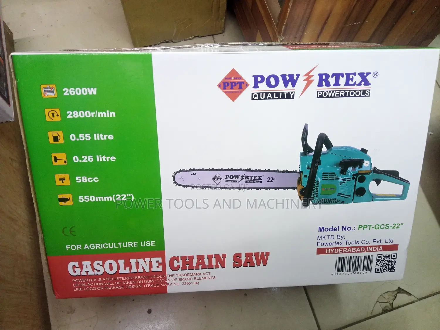 Quality Powertex Gasoline Chainsaw 22"