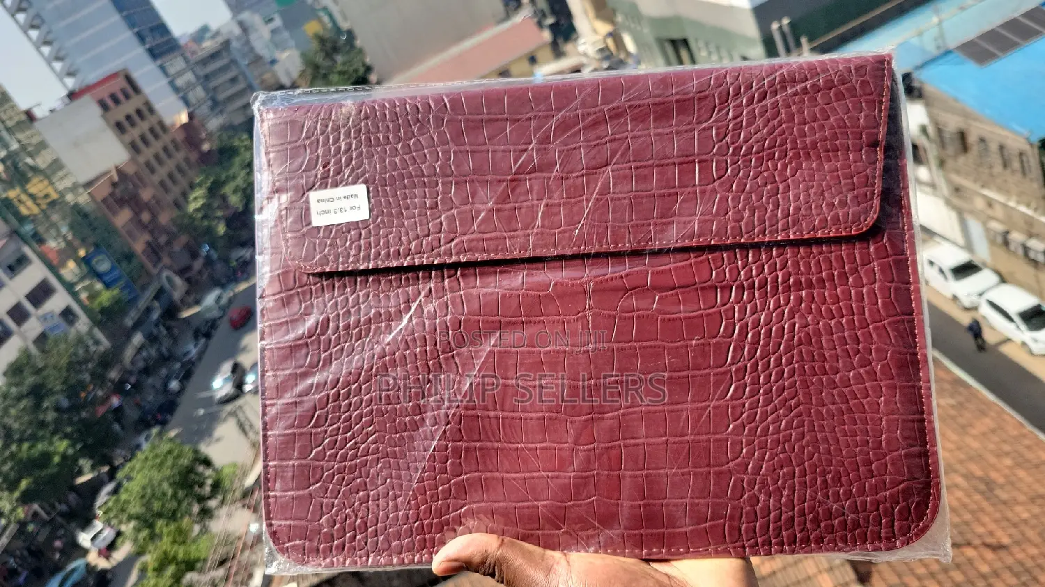 Handmade Crocodile Print Leather Sleeve