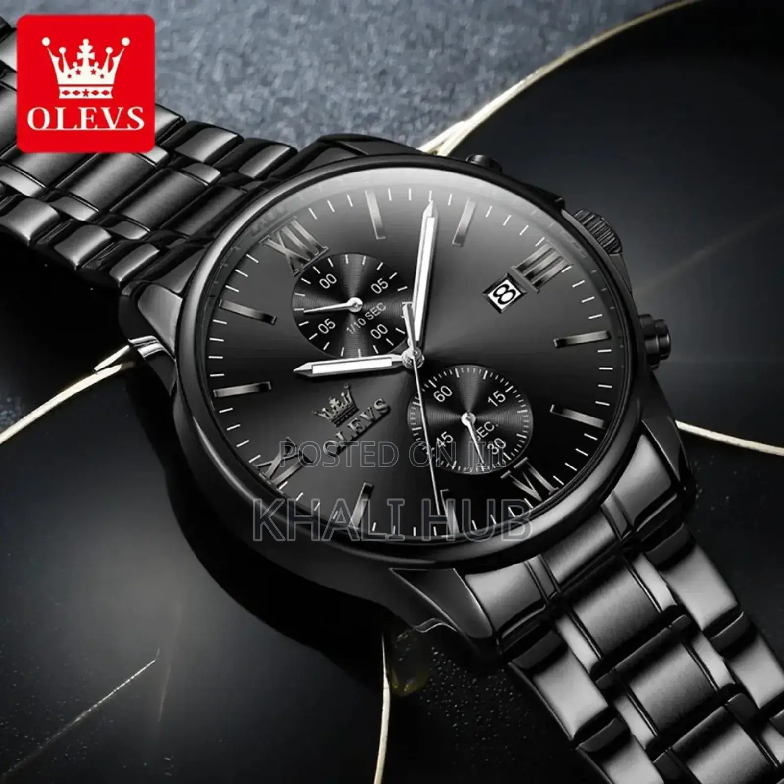 Olevs Black Chronograph Watch, Olevs Chronograph Watch
