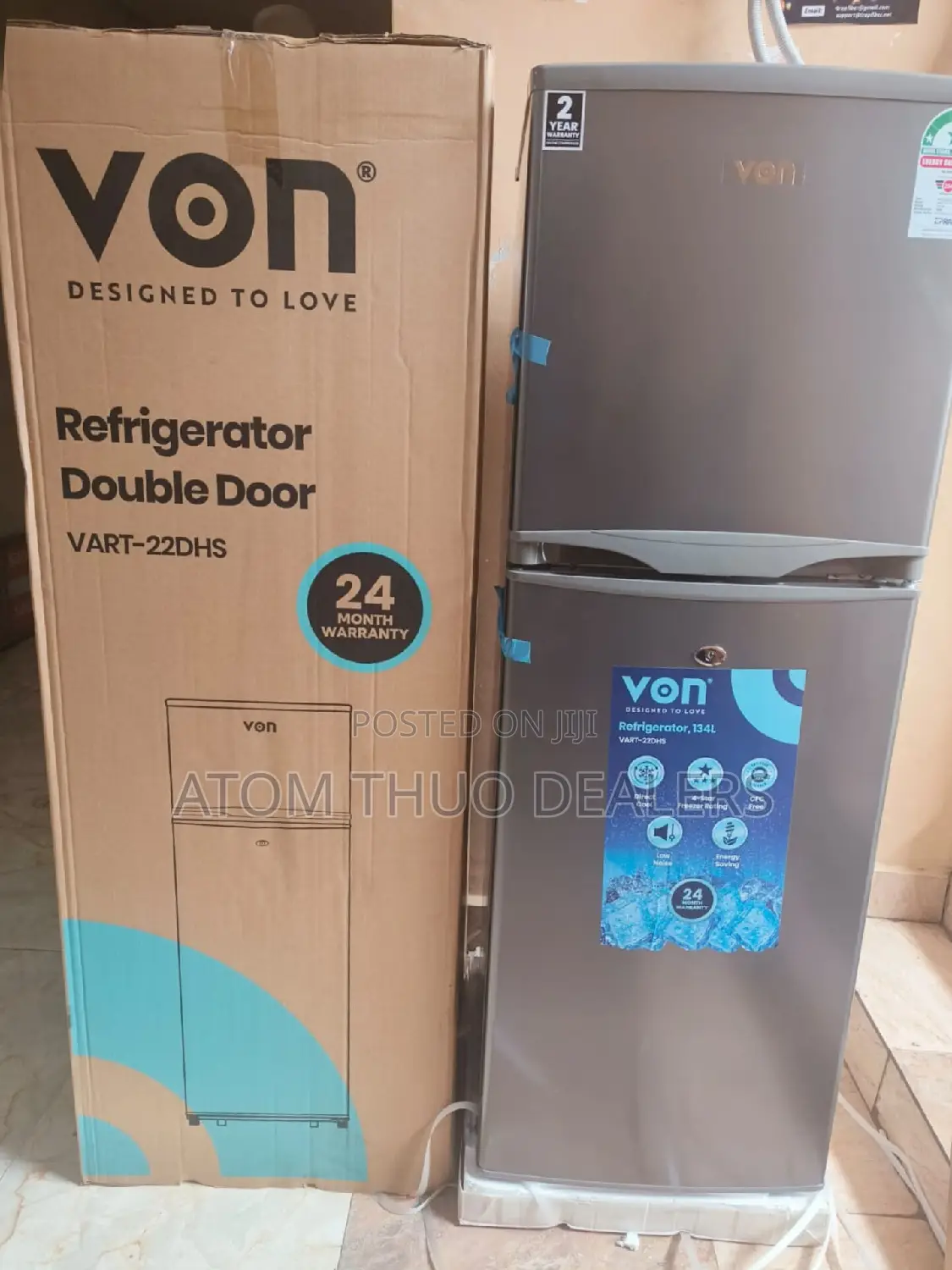 Von 138 Litres Double Door Refrigerator