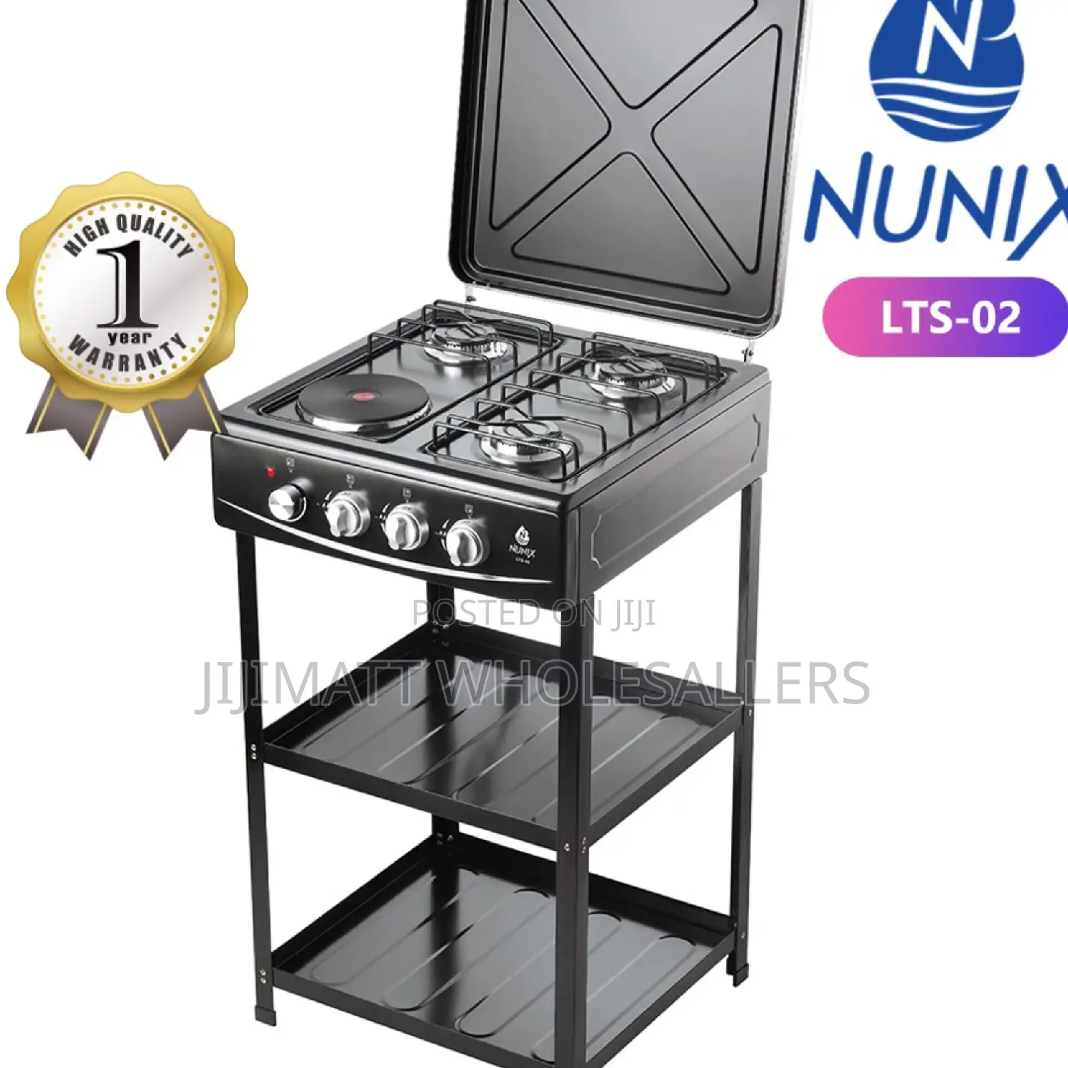 Nunix Cooker 3+1 Electric Plate Standing Cooker Plus Shelves