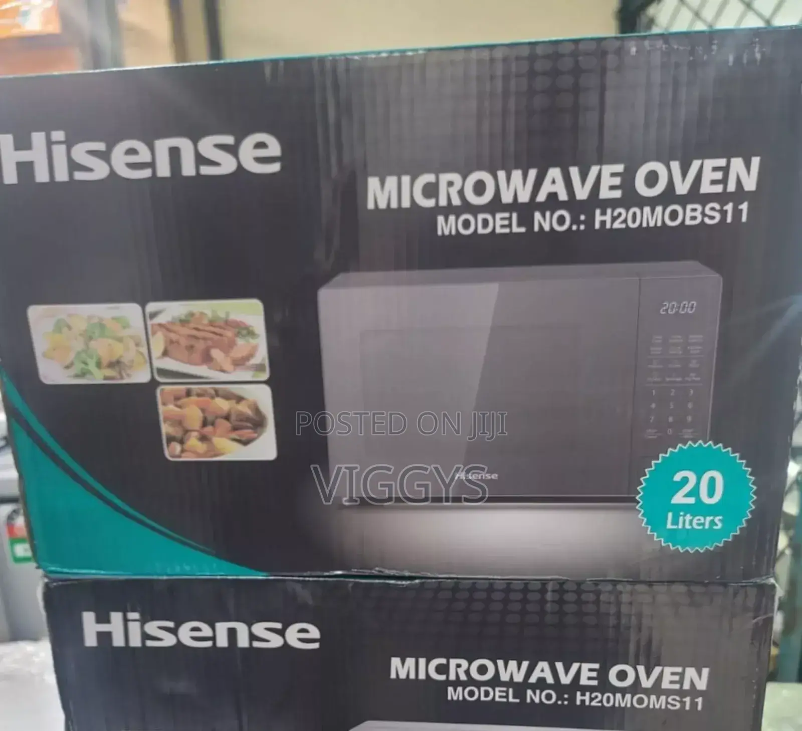Classic Silver and Black Hisense Digital Microwave