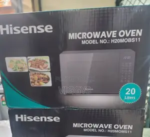 Classic Silver and Black Hisense Digital Microwave