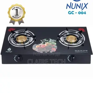 GC-004 Nunix 2 Burner Glass Table Top Gas Cooker