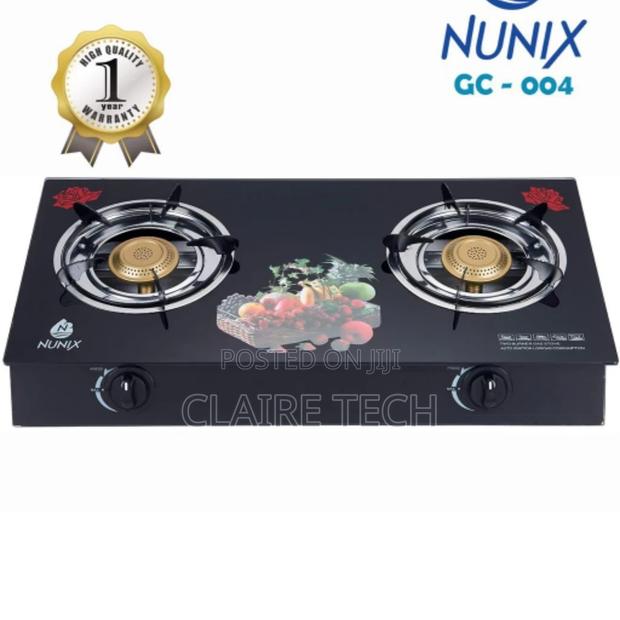 GC-004 Nunix 2 Burner Glass Table Top Gas Cooker