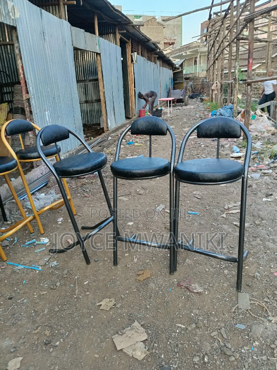Powder Coated High Bar Chairs, Black