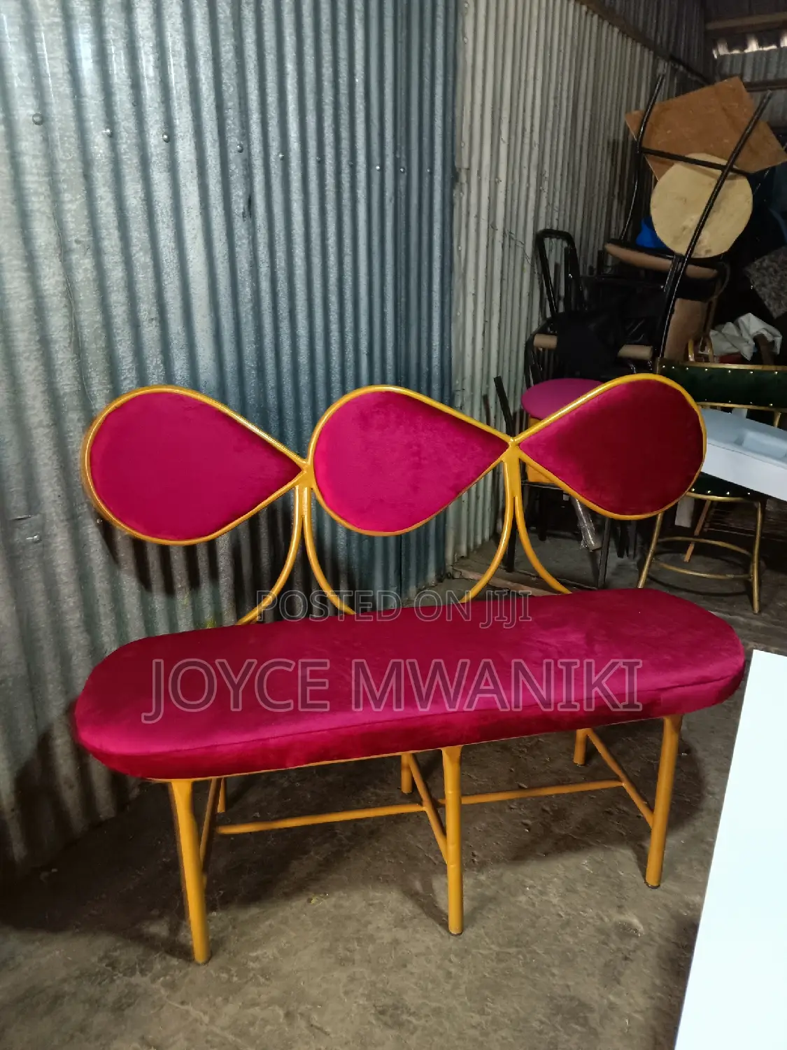 Salon Waiting Bench, Hot Red 