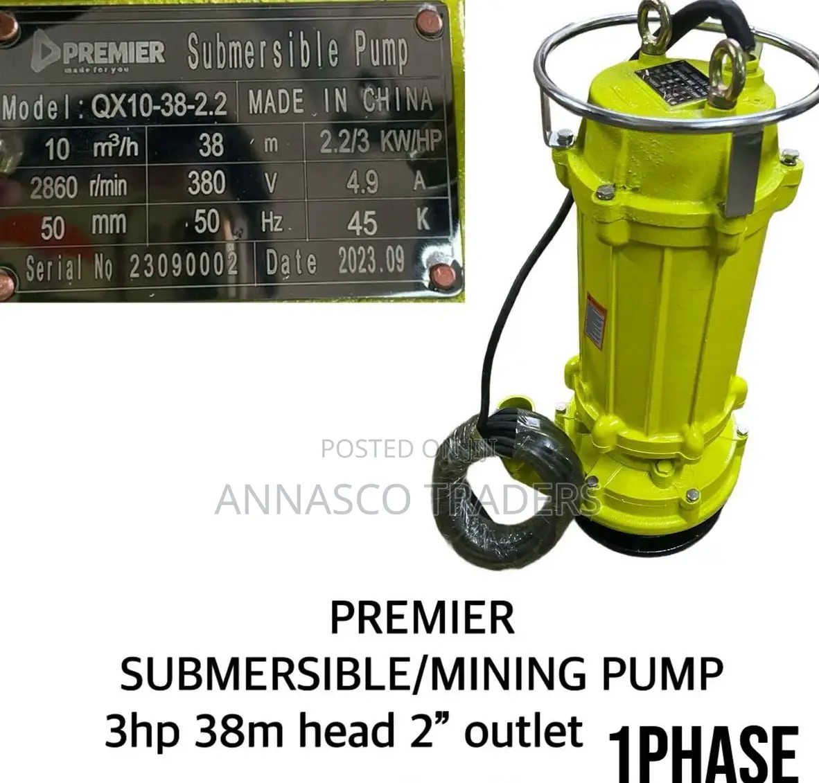 Premier Submersible 1hp 38M Head Pump