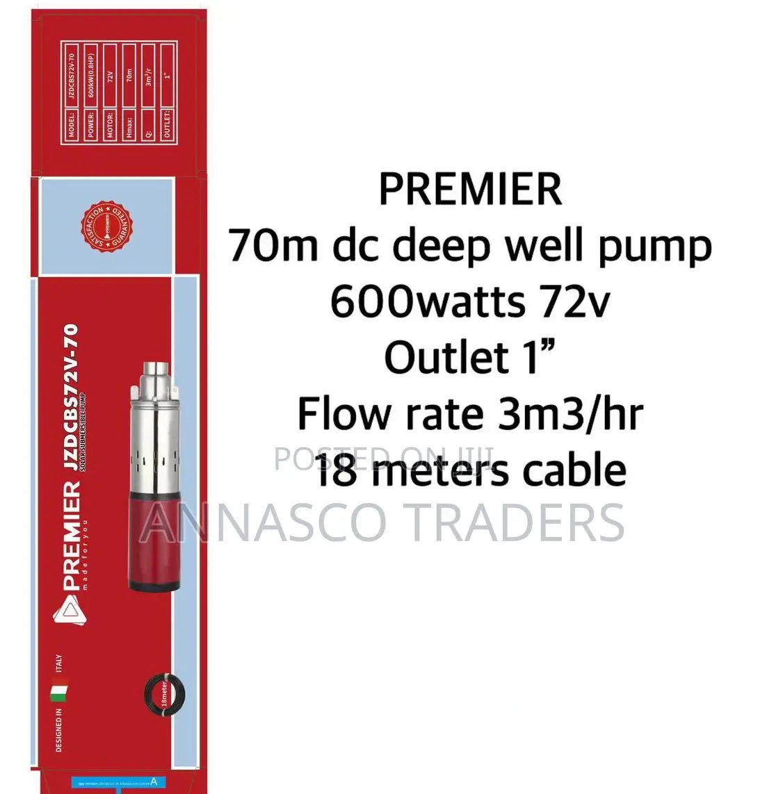 Premier 70M DC Deep Well Pump 600W