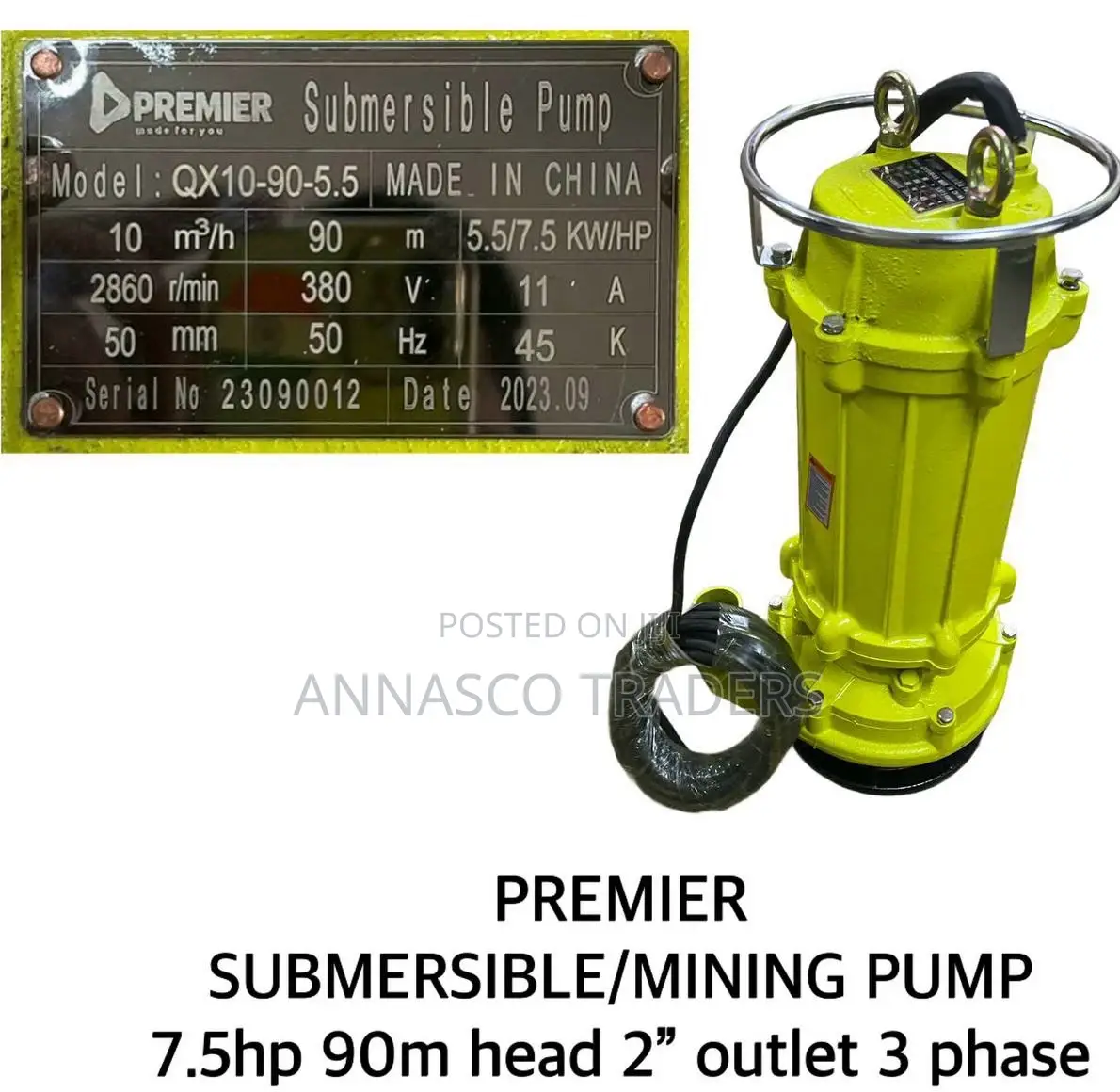 Premier Submersible 7.5hp 90M Head