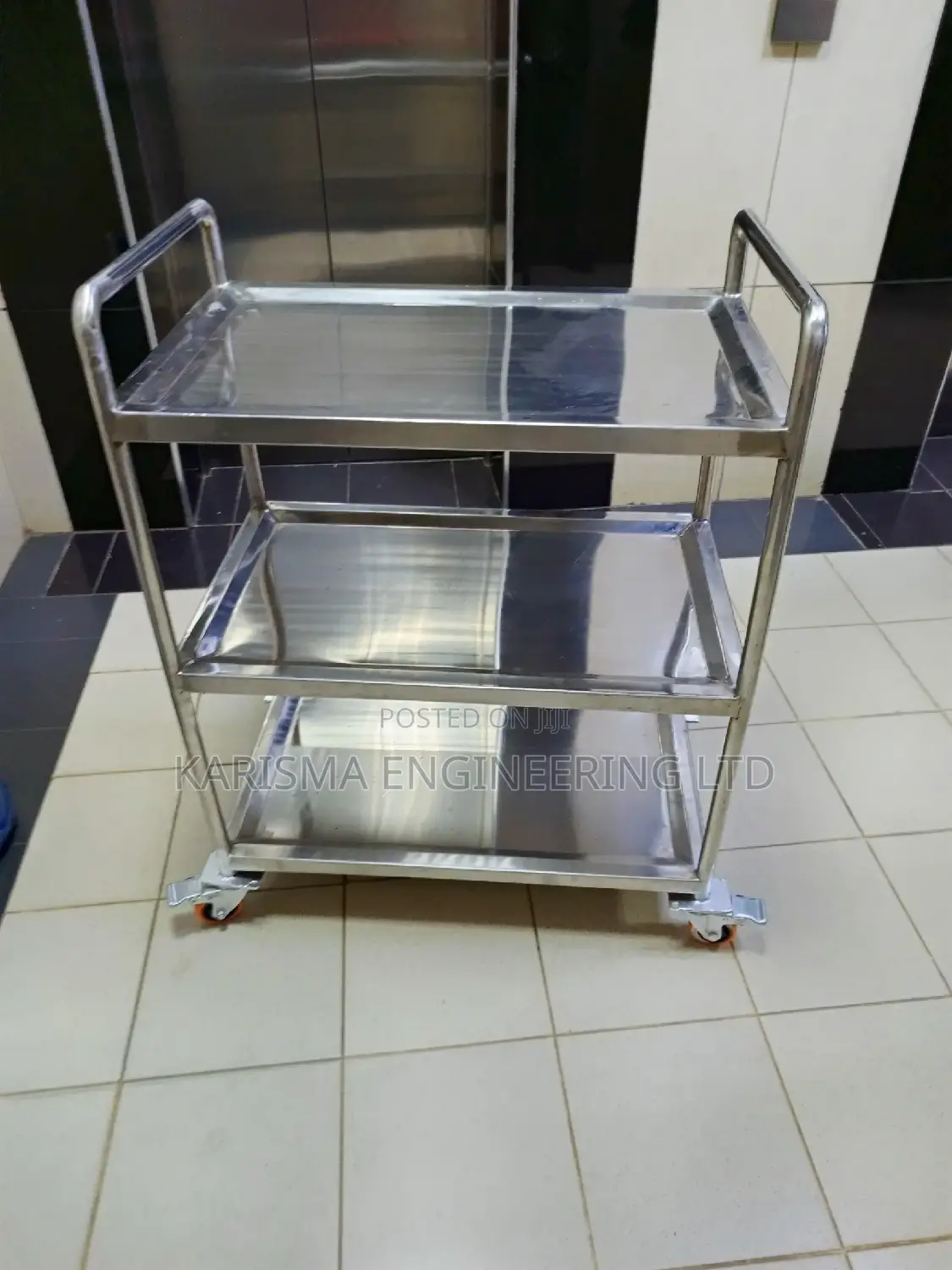 Stainless Steel Three Tier Food Trolley