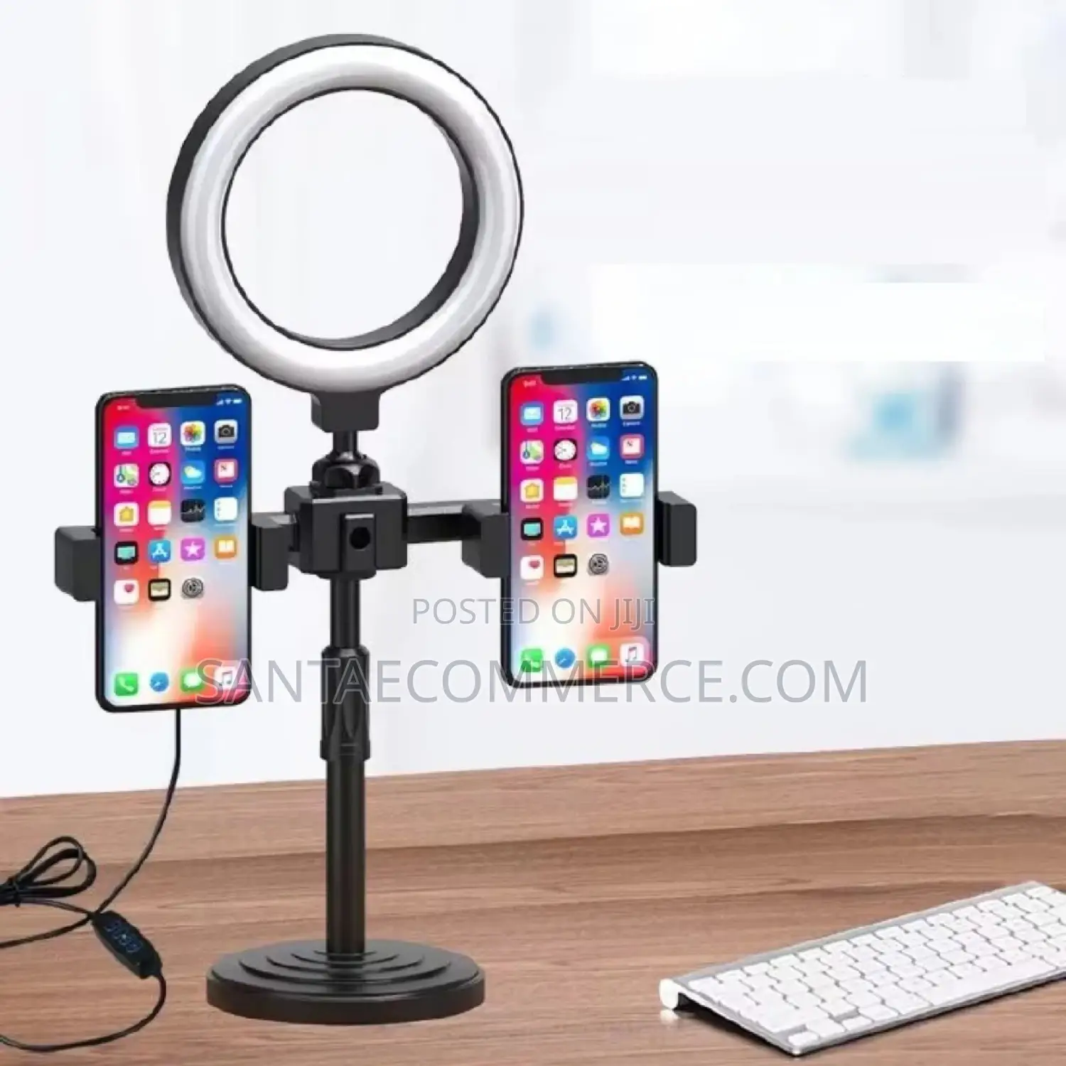Table Top Tripod, Ring Light and 2 Phone Holders Video Kit