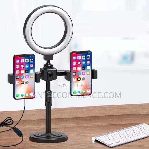 Table Top Tripod, Ring Light and 2 Phone Holders Video Kit
