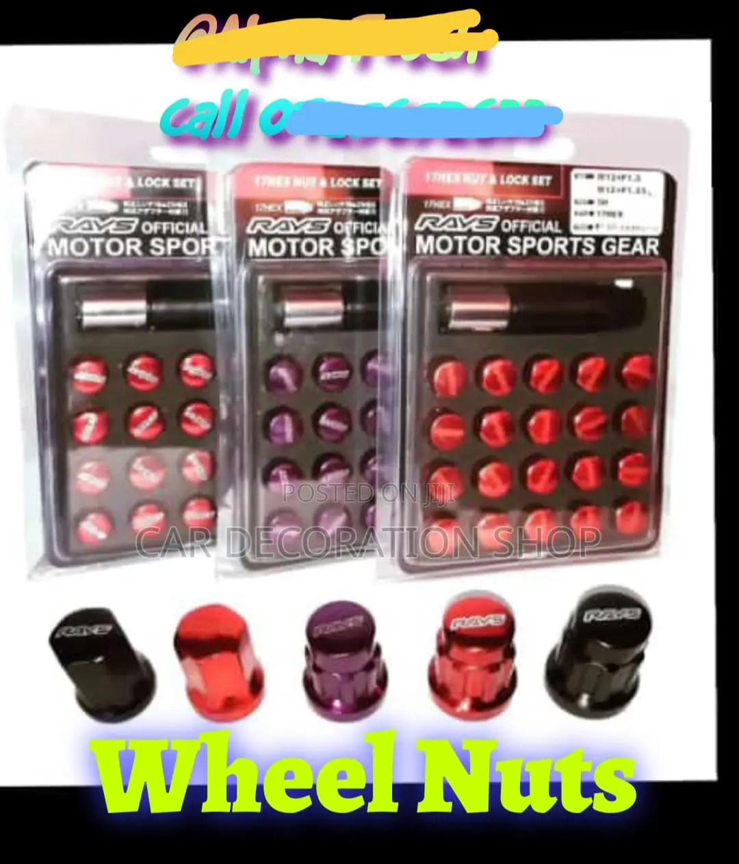 Different Car Models 20pcs Colored Rays Nuts With Lock Set