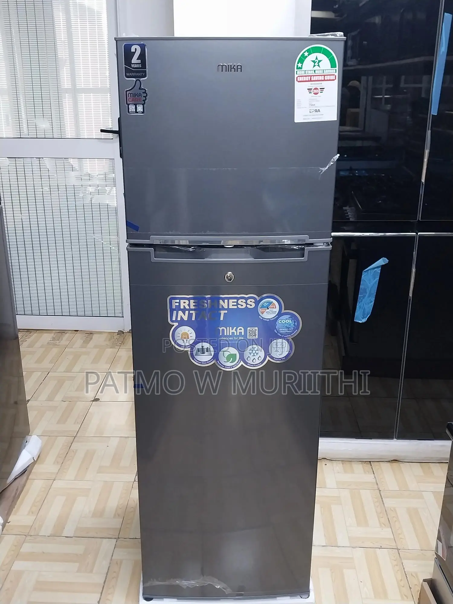 Fridge, Mika 168l , Double Door Refrigerator Dark