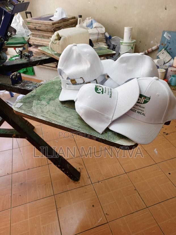 White Branded Caps - main view